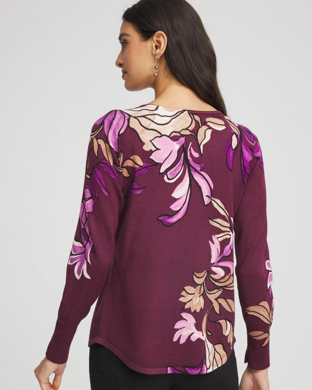 Ella V-Neck Artisanal Pullover Sweater Deep Chianti - Chico's