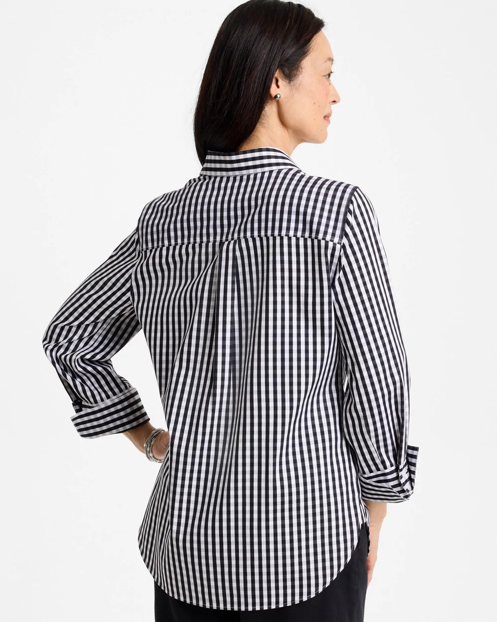 No Iron™ Stretch Gingham Shirt Black - Chico's