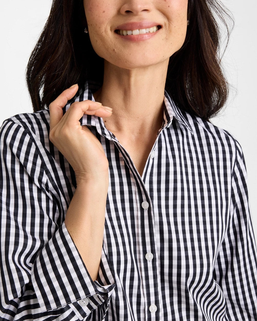 No Iron™ Stretch Gingham Shirt Black - Chico's
