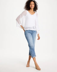 V-Neck Metallic Knit Poncho Alabaster - Chico's