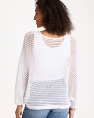 V-Neck Metallic Knit Poncho Alabaster - Chico's