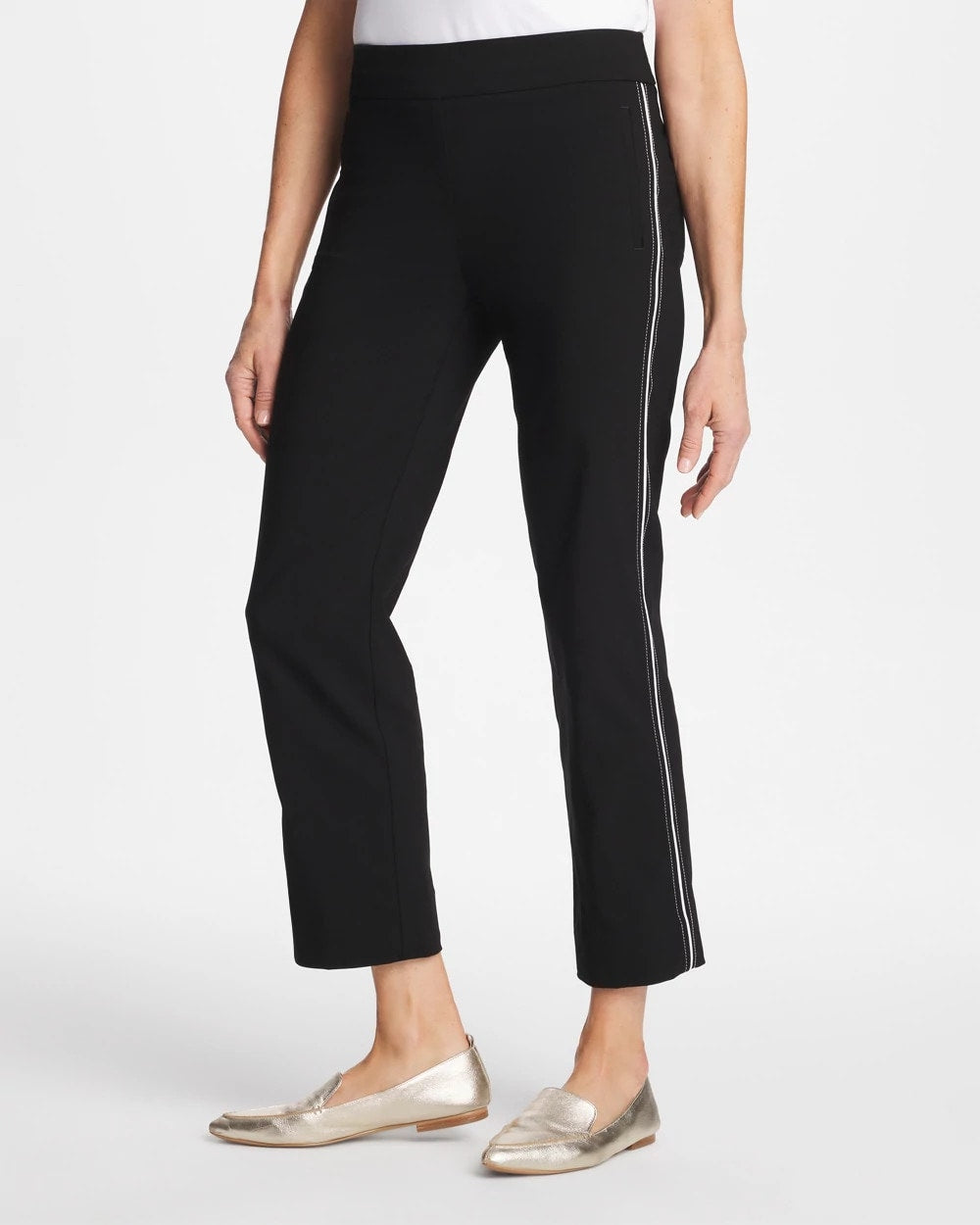 Brigitte™ Piped Straight Cropped Pants Black - Chico's