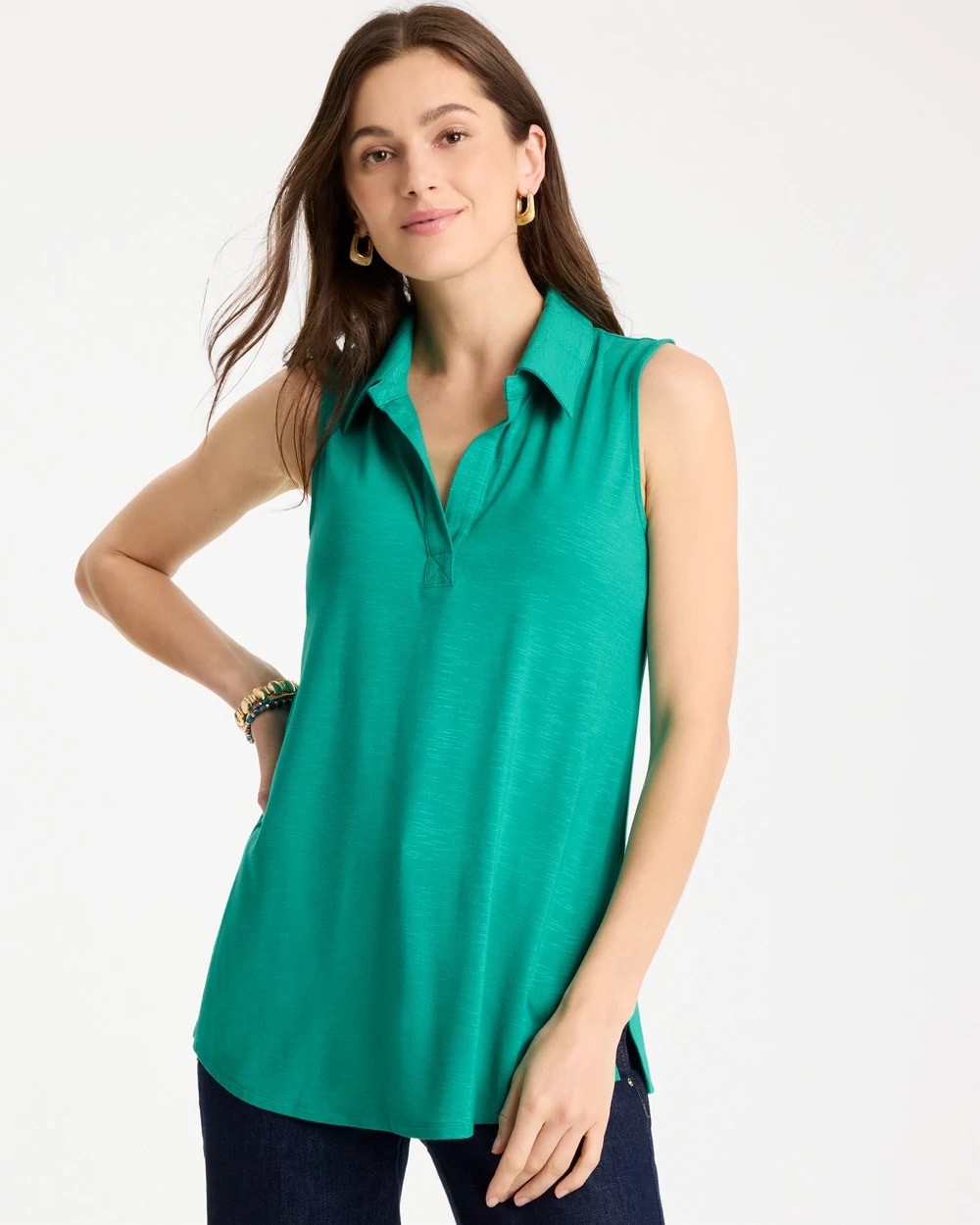 Collared Tunic Tank Topanga Green - Chico's