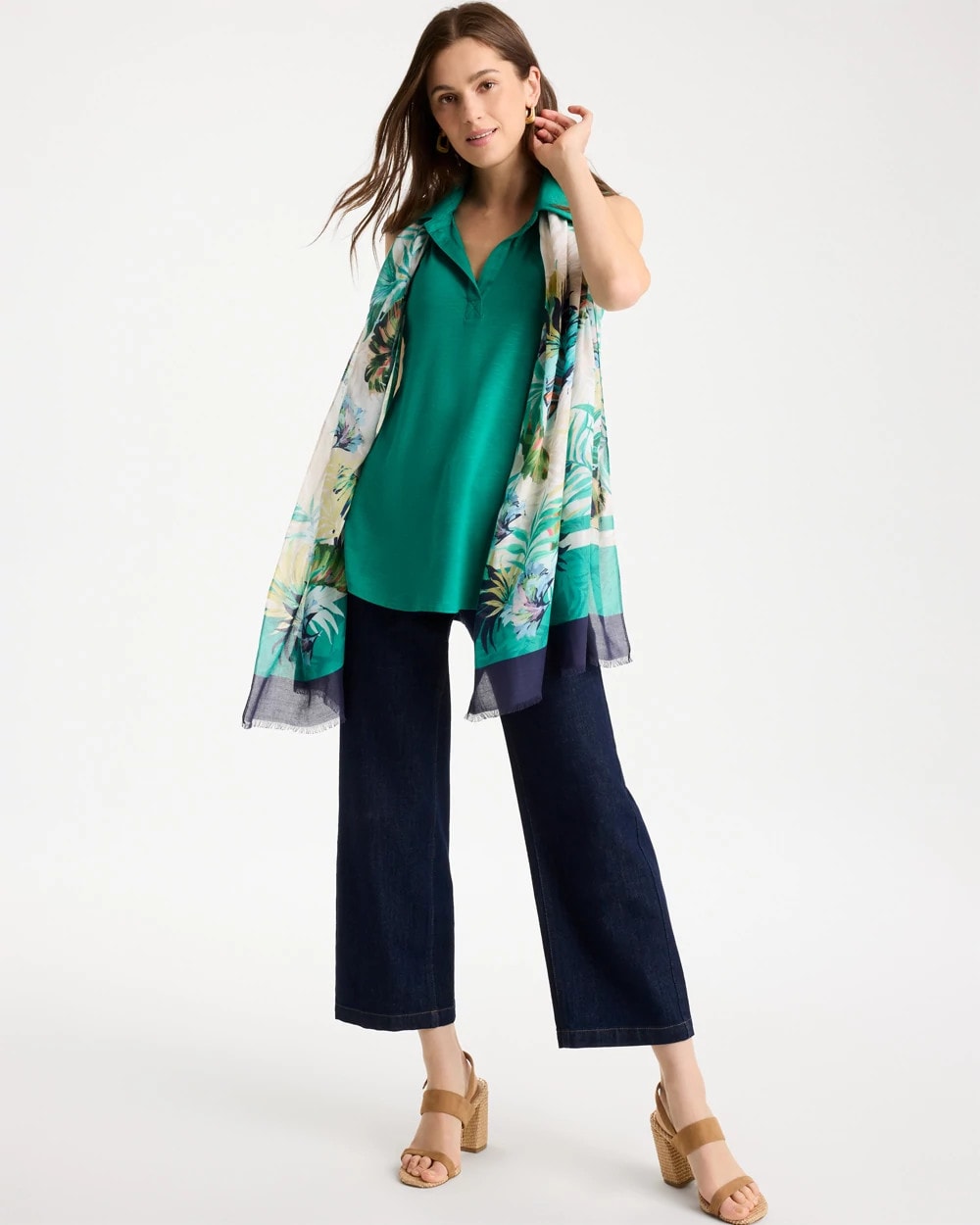 Collared Tunic Tank Topanga Green - Chico's