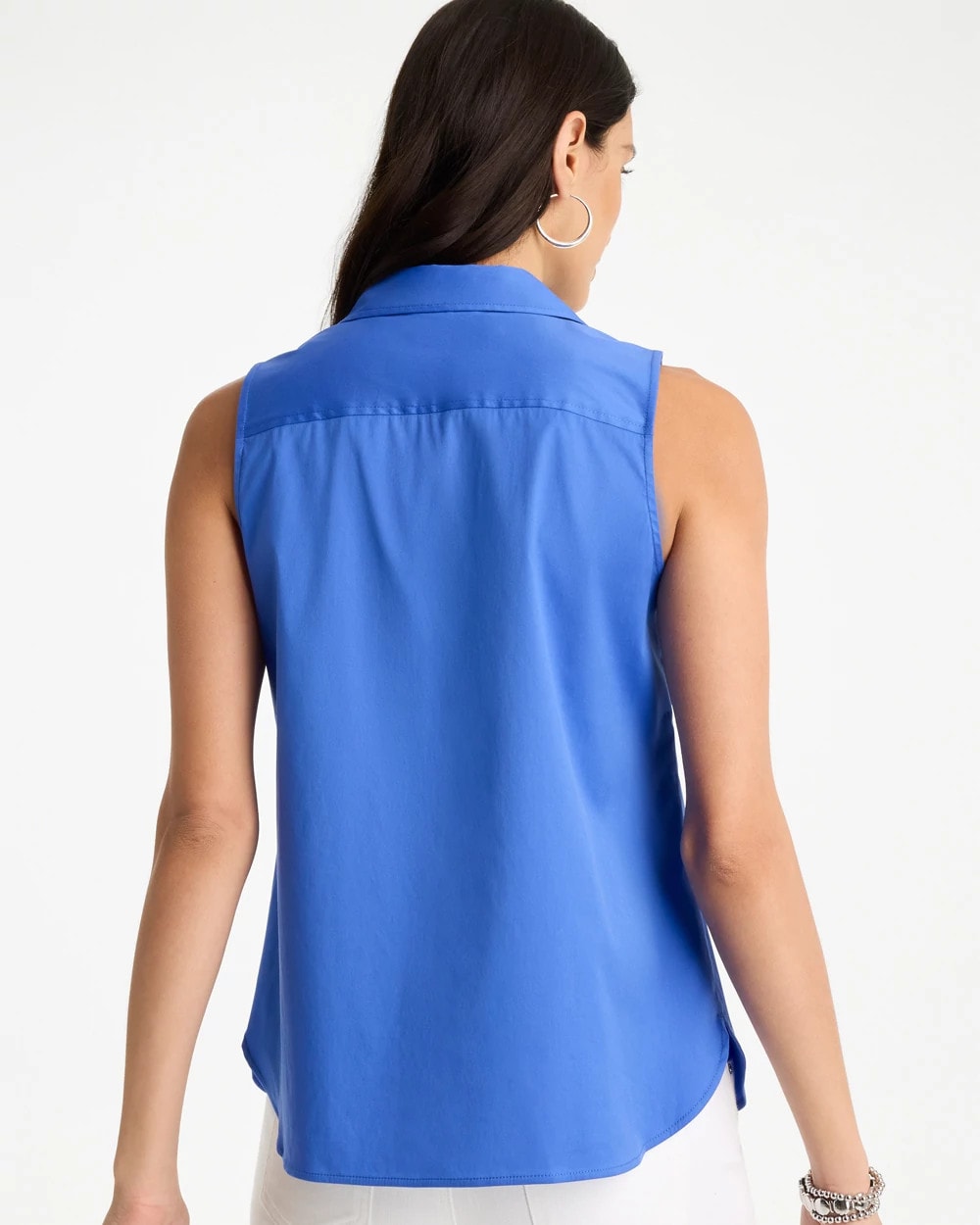 Cotton-Blend Classic Sleeveless Shirt Amparo Blue - Chico's