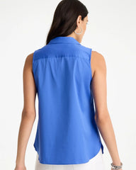Cotton-Blend Classic Sleeveless Shirt Amparo Blue - Chico's