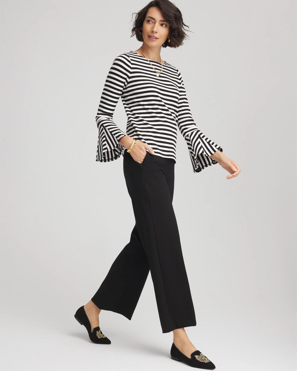 Juliet Slim Wide-Leg Cropped Pants Black - Chico's