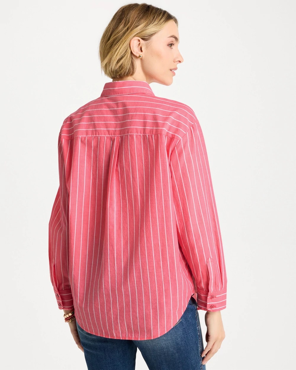 Cotton Voile Collared Striped Shirt Calypso Coral - Chico's