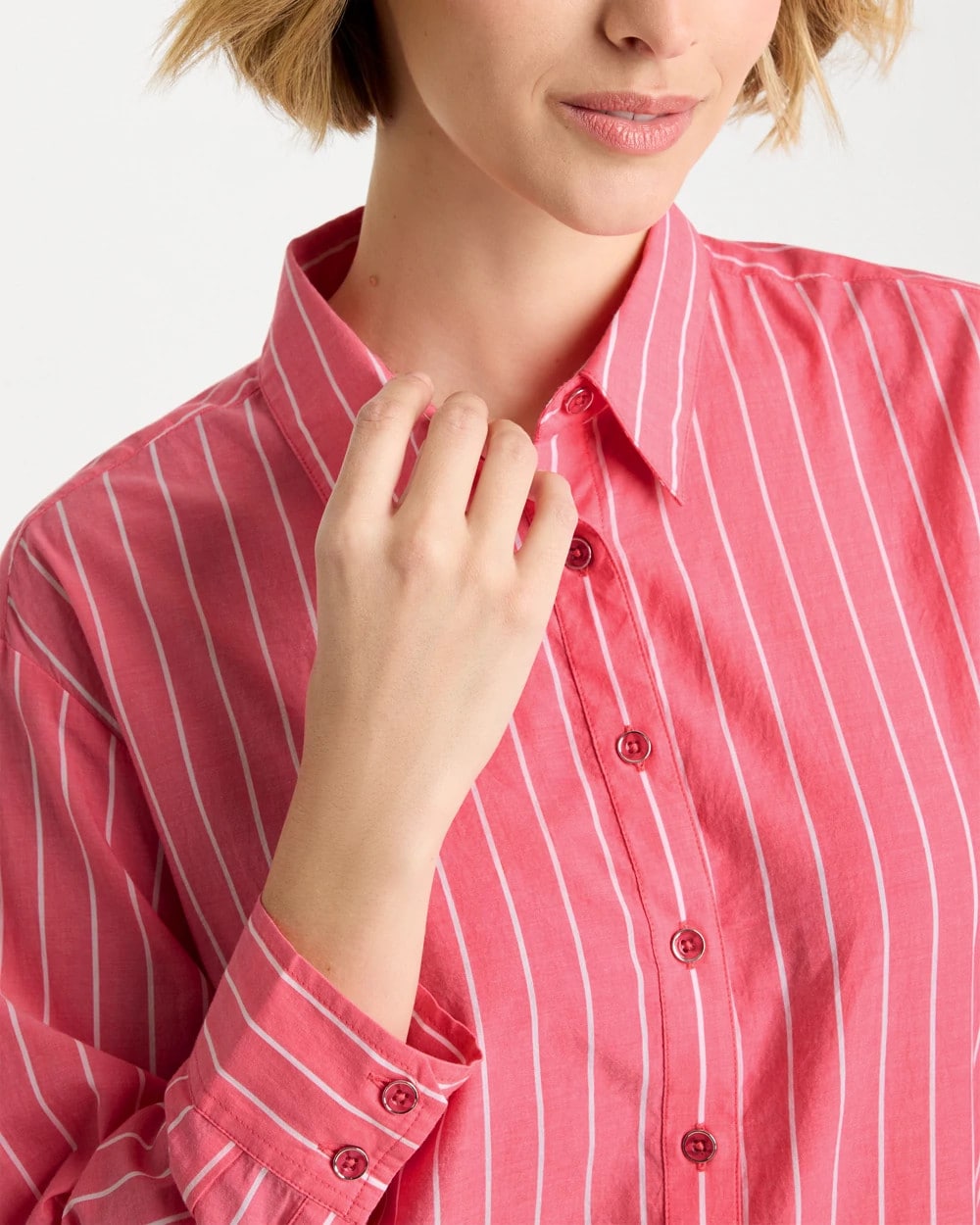 Cotton Voile Collared Striped Shirt Calypso Coral - Chico's