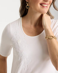 Sequin Embroidered Floral Tee Alabaster - Chico's