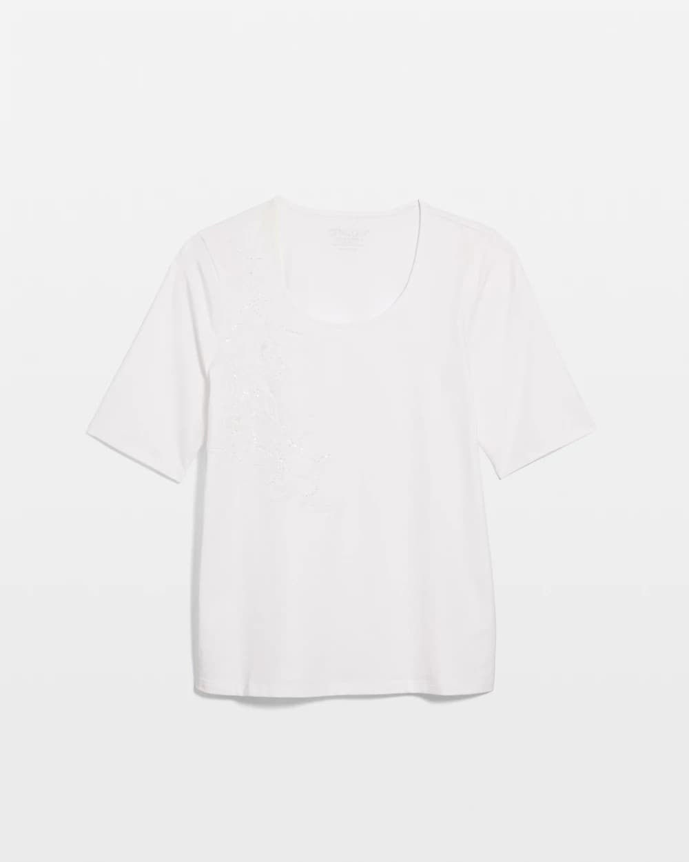 Sequin Embroidered Floral Tee Alabaster - Chico's