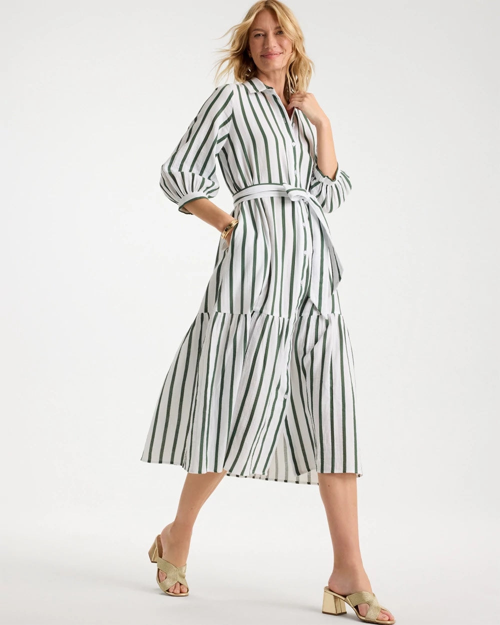 Striped Cotton-Gauze Shirtdress Alabaster - Chico's