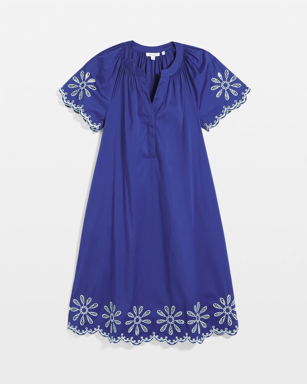 Embroidered Poplin Popover Dress Blue Casa - Chico's