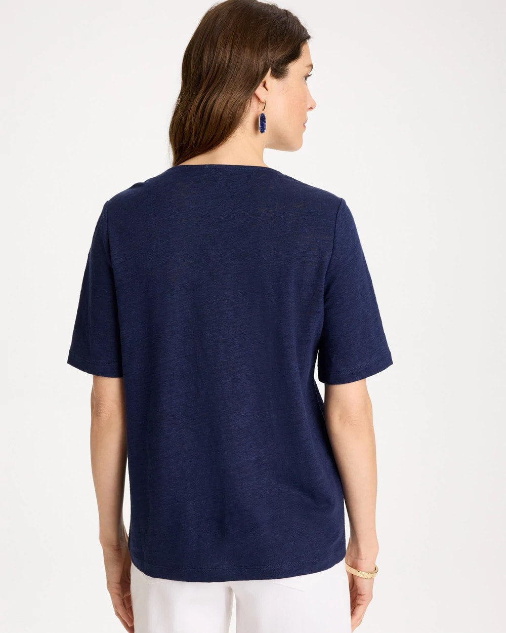 Flora Lace V-Neck Tee Passport Blue - Chico's