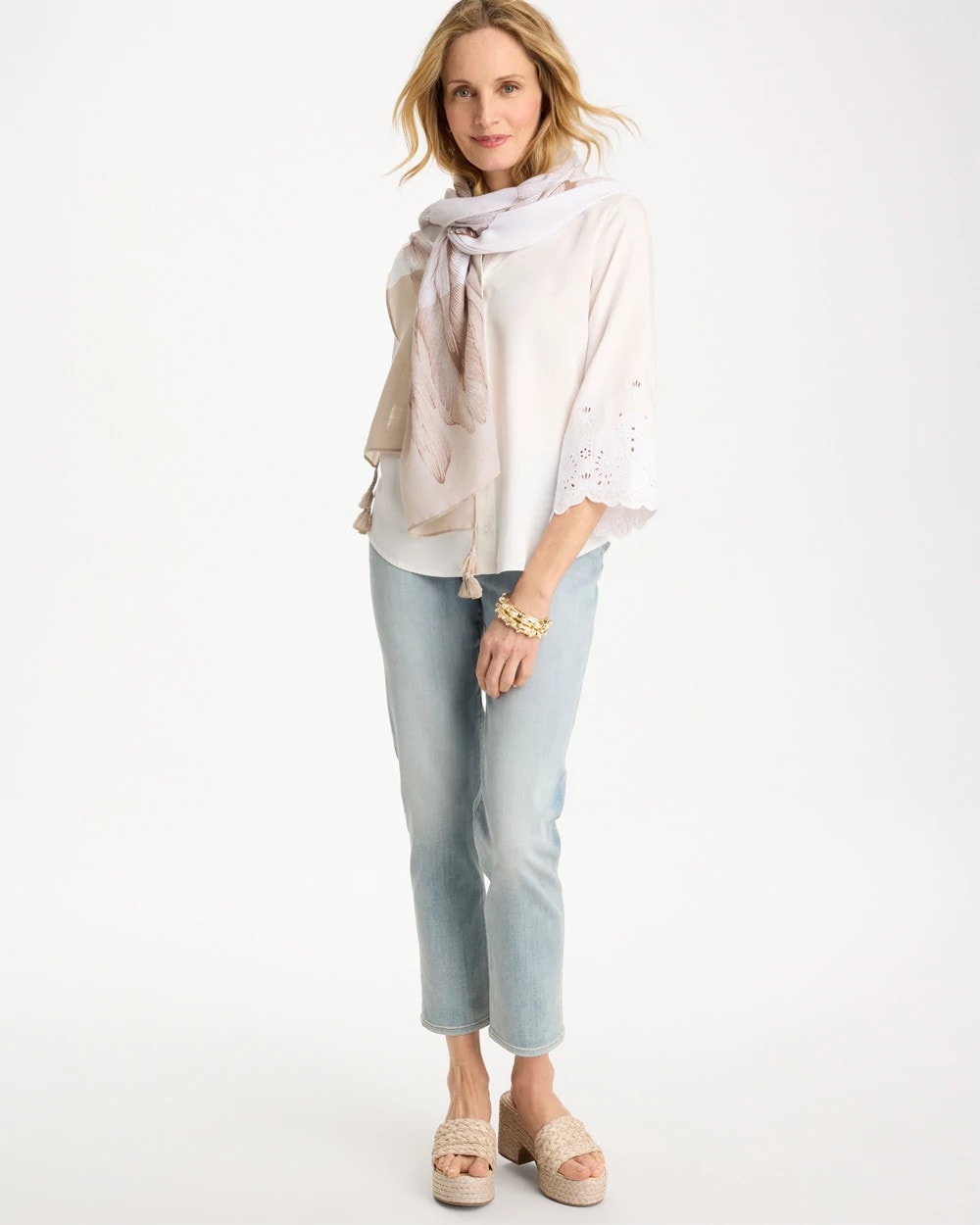 Tencel™ Denim Eyelet Shirt Alabaster - Chico's