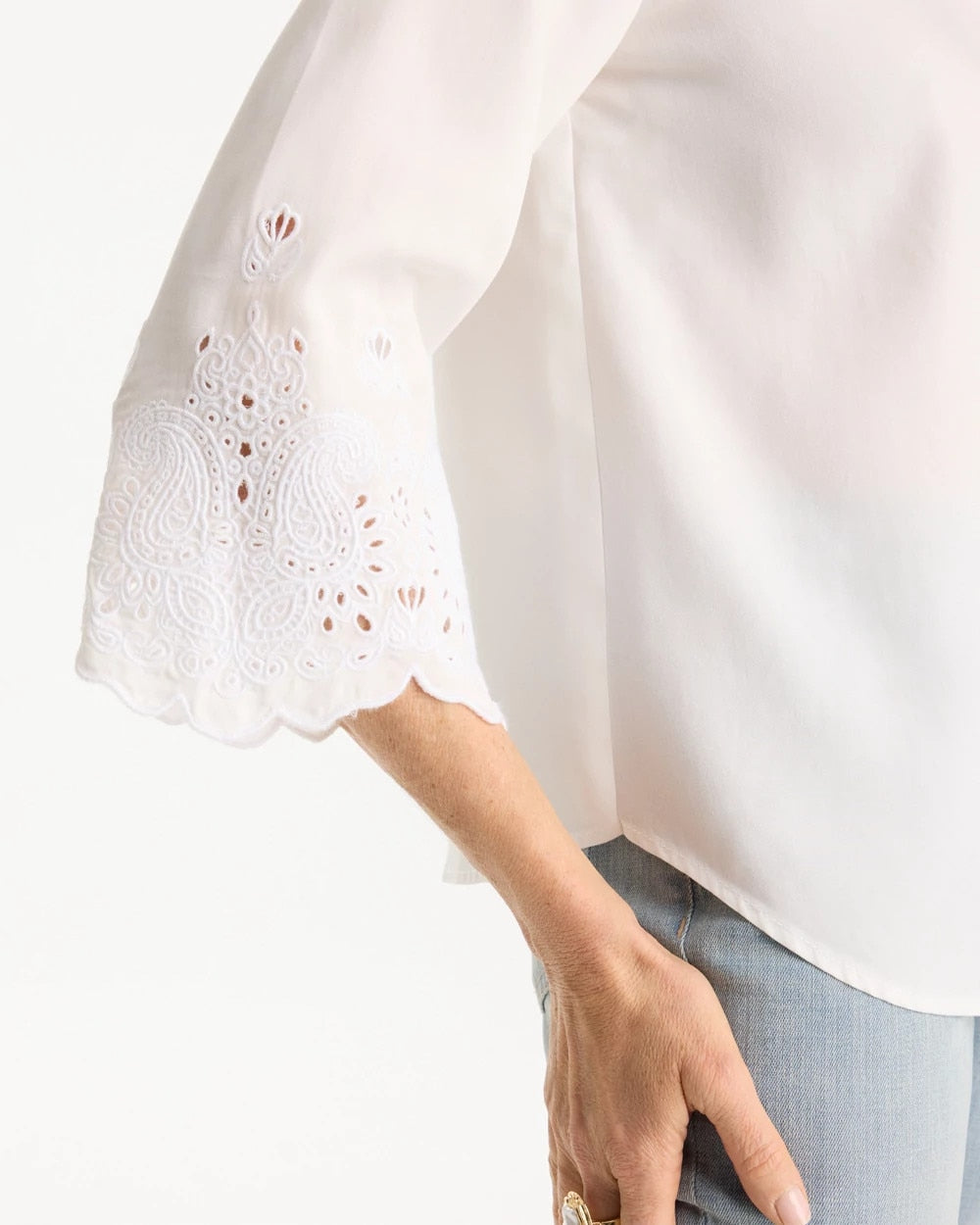 Tencel™ Denim Eyelet Shirt Alabaster - Chico's