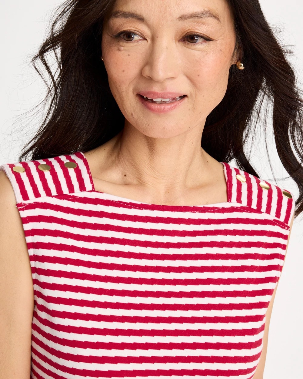 Cotton Striped Button Tee Cherry Lush - Chico's