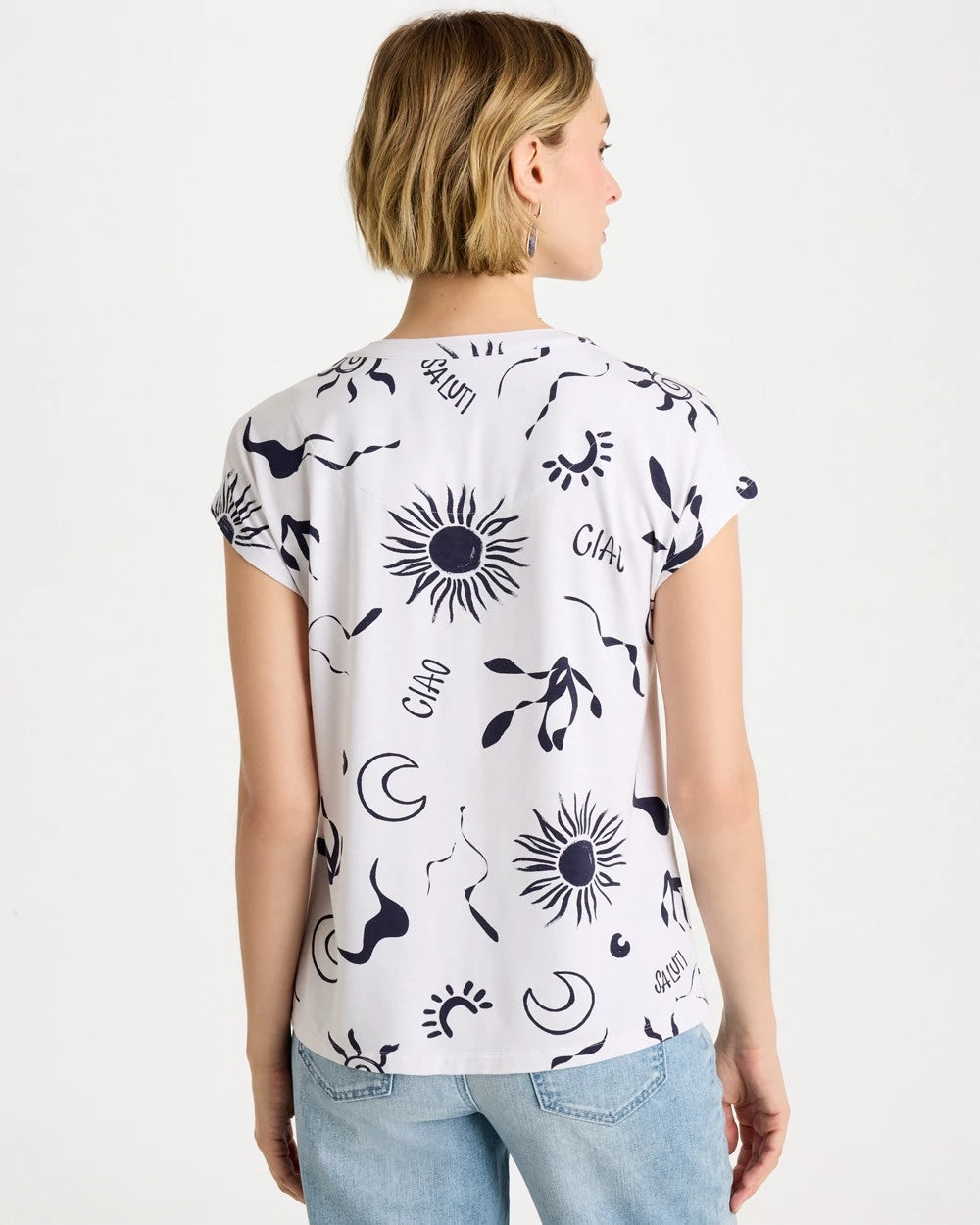 La Playa Refined Button Tee Passport Blue - Chico's
