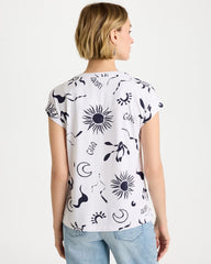 La Playa Refined Button Tee Passport Blue - Chico's