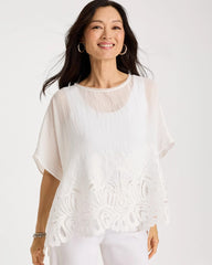 Crochet Lace Hem Poncho Alabaster - Chico's