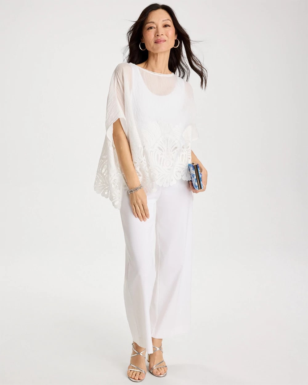 Crochet Lace Hem Poncho Alabaster - Chico's