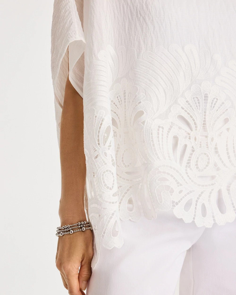 Crochet Lace Hem Poncho Alabaster - Chico's