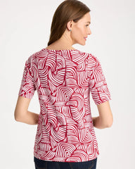 Geo Pima Elbow Sleeve Tee Cherry Lush - Chico's