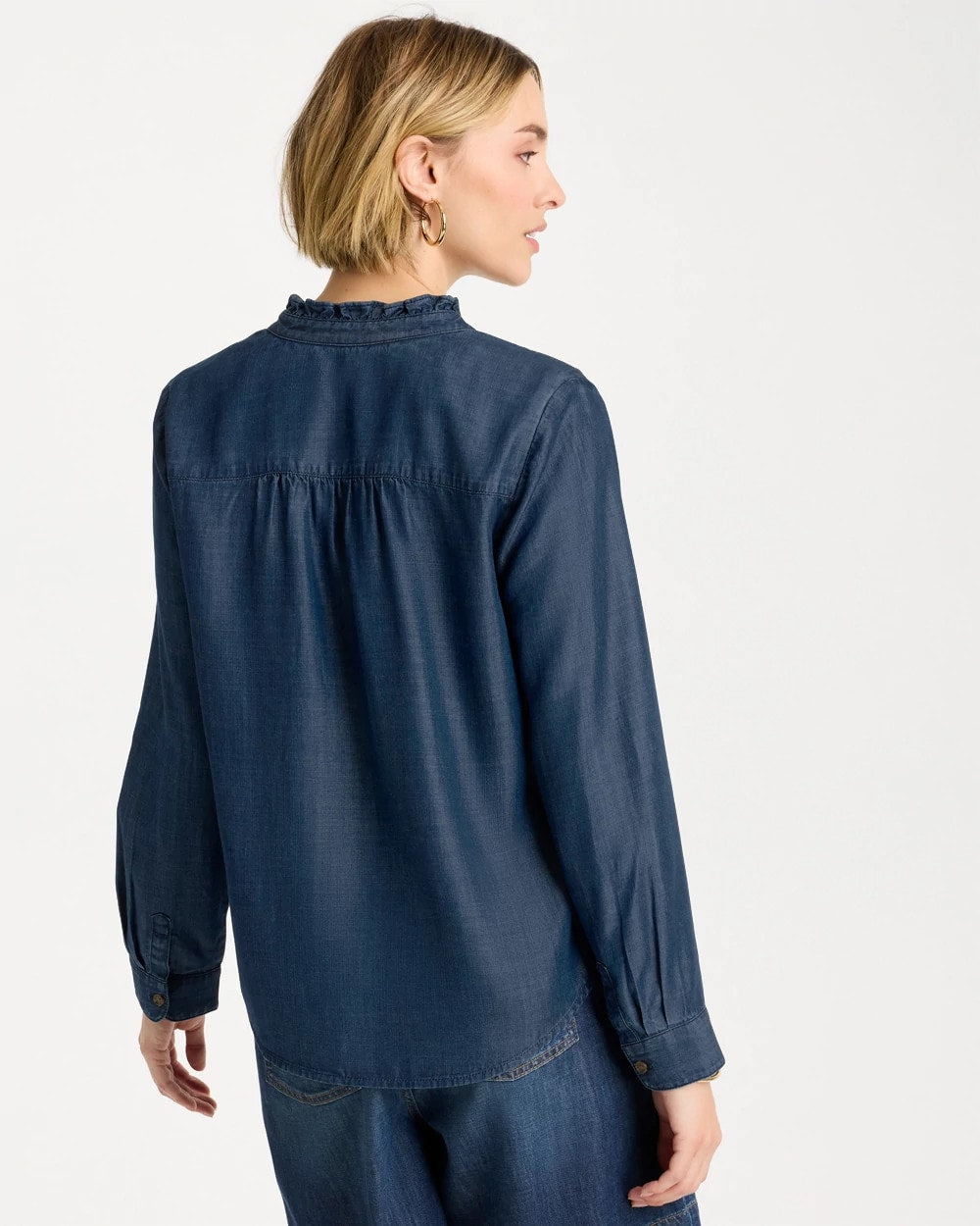 Tencel Denim Ruffled Popover Shirt Solana Indigo - Chico's