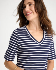Pima Striped Elbow Sleeve Tee Passport Blue - Chico's