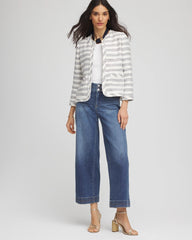 Striped Tweed Collarless Box Jacket Ecru - Chico's
