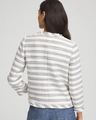 Striped Tweed Collarless Box Jacket Ecru - Chico's