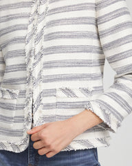 Striped Tweed Collarless Box Jacket Ecru - Chico's