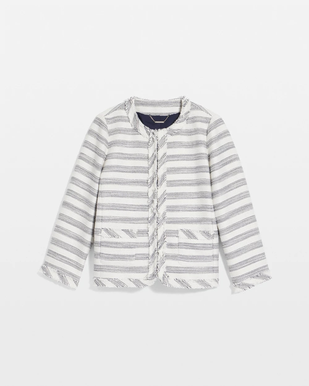 Striped Tweed Collarless Box Jacket Ecru - Chico's