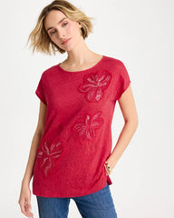 Linen Embellished Sequin Tunic Cherry Lush - Chico's