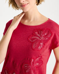 Linen Embellished Sequin Tunic Cherry Lush - Chico's