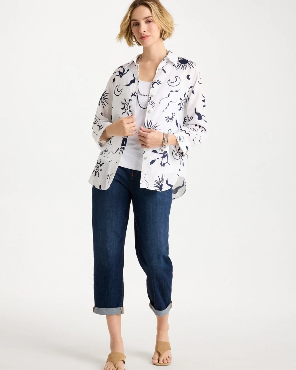 No Iron™ Linen Beach Shirt Passport Blue - Chico's