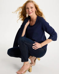 Embroidered Hem Top Passport Blue - Chico's