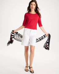 Linen Ruched Sleeve Tee Cherry Lush - Chico's