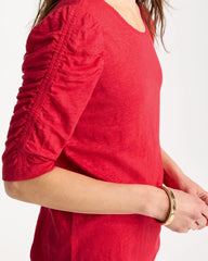 Linen Ruched Sleeve Tee Cherry Lush - Chico's