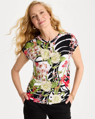 Refined Jersey Slub Button Tee Black - Chico's