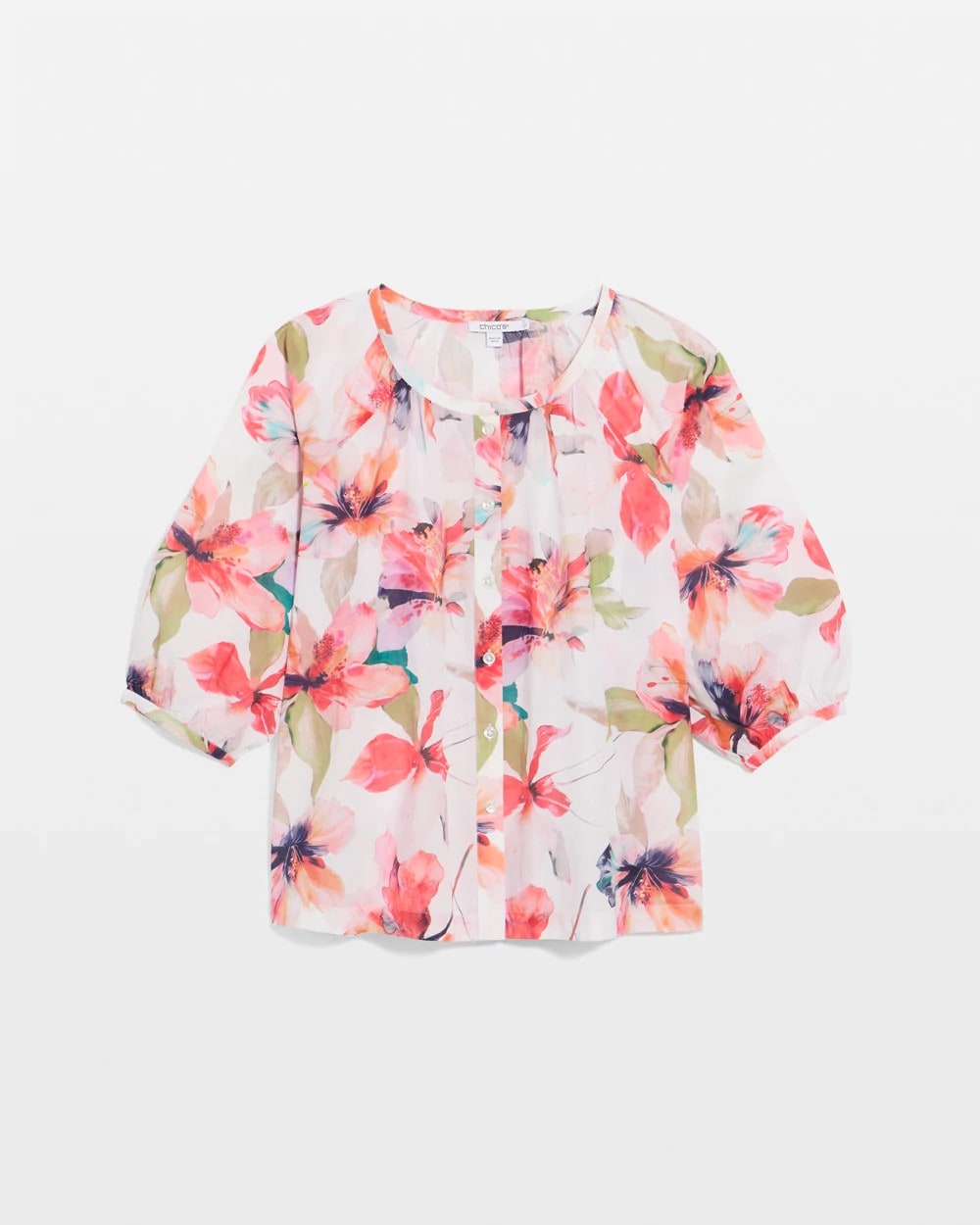 Cotton Voile Croix Collage Blouse Calypso Coral - Chico's
