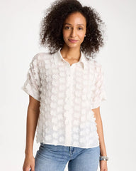 3D Floral Chiffon Camp Shirt Alabaster - Chico's