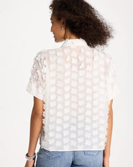 3D Floral Chiffon Camp Shirt Alabaster - Chico's