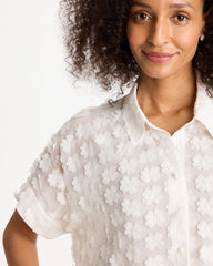 3D Floral Chiffon Camp Shirt Alabaster - Chico's