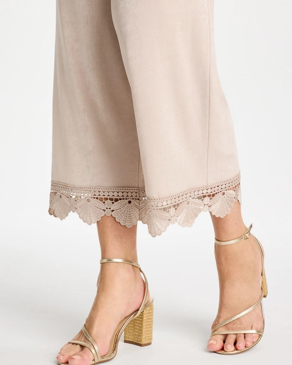 Travelers™ Lace Trim Cropped Pants Smokey Taupe - Chico's