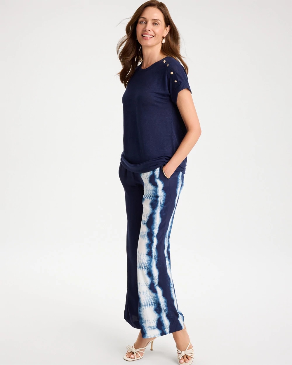Linen Button Tunic Passport Blue - Chico's