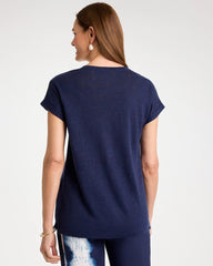 Linen Button Tunic Passport Blue - Chico's