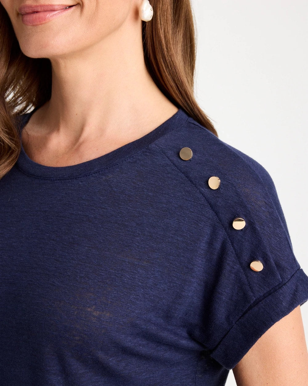 Linen Button Tunic Passport Blue - Chico's