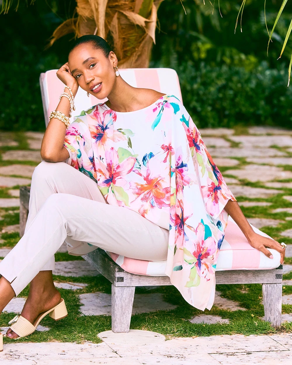 Croix Collage Classic Poncho Calypso Coral - Chico's