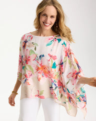 Croix Collage Classic Poncho Calypso Coral - Chico's